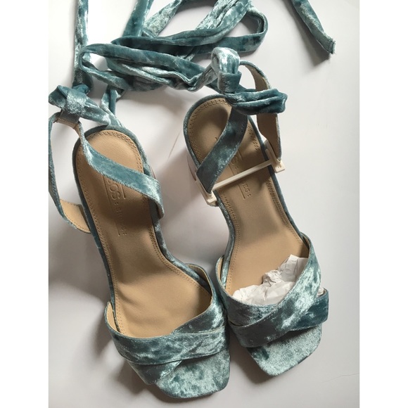 ASOS HONEYMOON Wide Fit Velvet Tie Leg Sandals - Picture 6 of 8